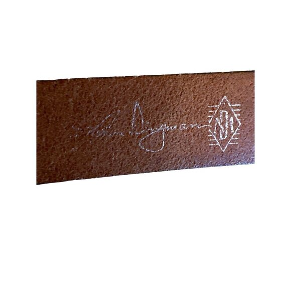 Vintage Martin Dingman Brown Leather Mens Belt Metal Buckle - Picture 6 of 8